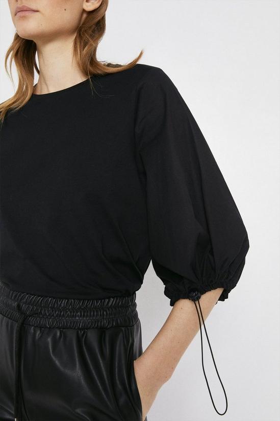 Warehouse Woven Mix Drawcord Sleeve Top 4