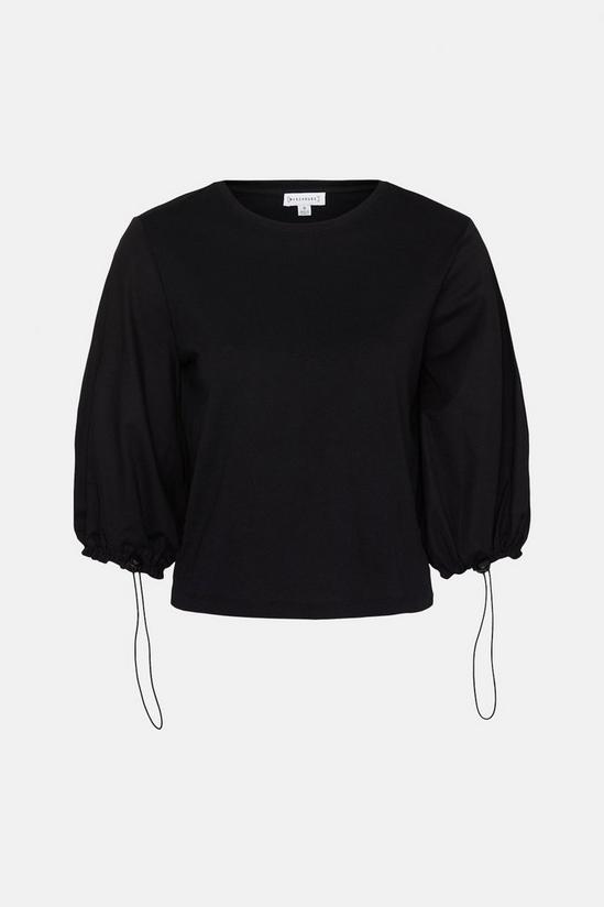 Warehouse Woven Mix Drawcord Sleeve Top 5
