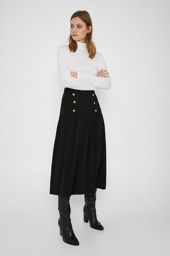 Warehouse Gold Button Pleated Skirt 1