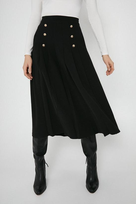 Warehouse Gold Button Pleated Skirt 4