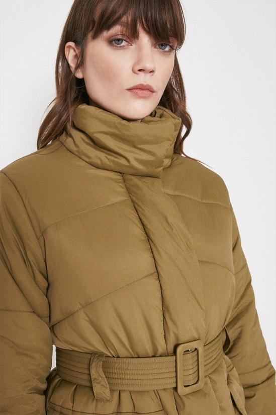 Warehouse Padded Funnel Neck Belted Coat 4