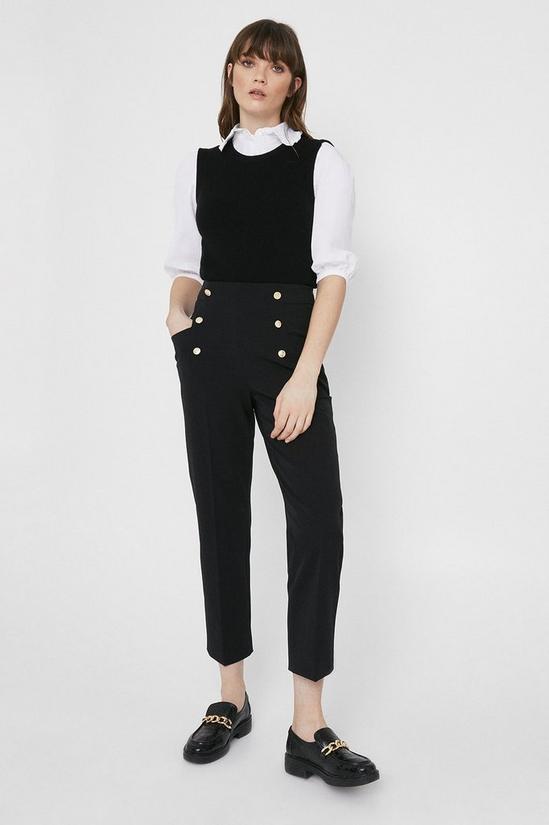 Warehouse Crepe Slim Trouser With Gold Buttons 1