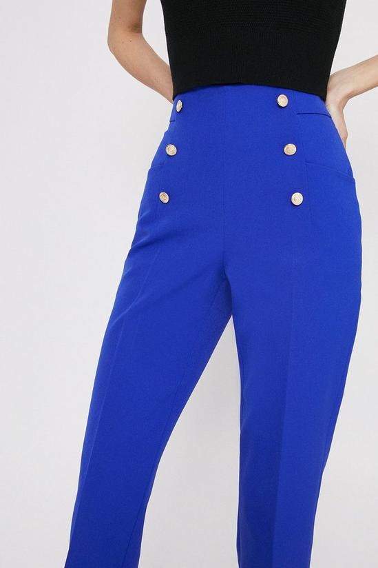 Warehouse Crepe Slim Trouser With Gold Buttons 2