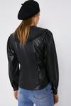 Warehouse Faux Leather Top With Frill Detail Collar thumbnail 3