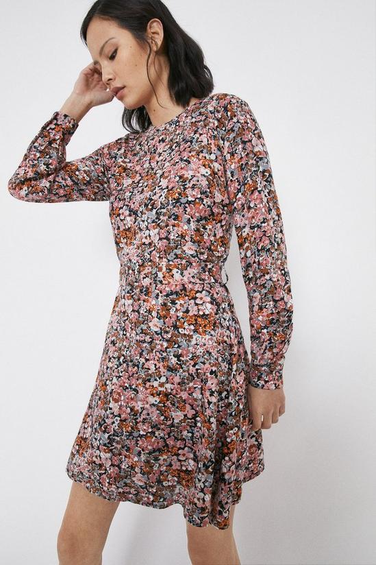 Warehouse Floral Belted Mini Flippy Dress 1