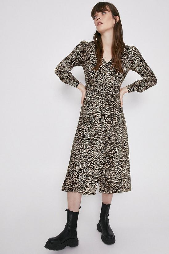 Warehouse Animal Print Belted Midi Dress 1