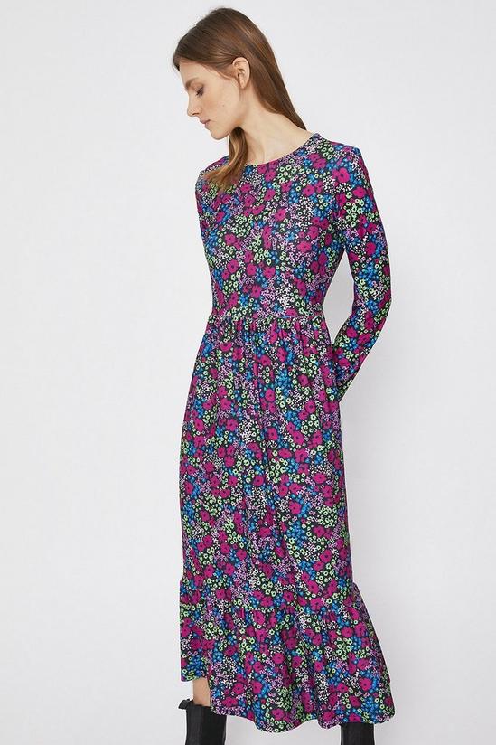 Warehouse Printed Tiered Tunic Midi Dress 2