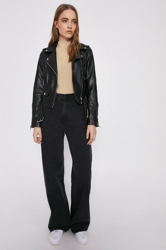 Warehouse Faux Leather Belted Biker 4