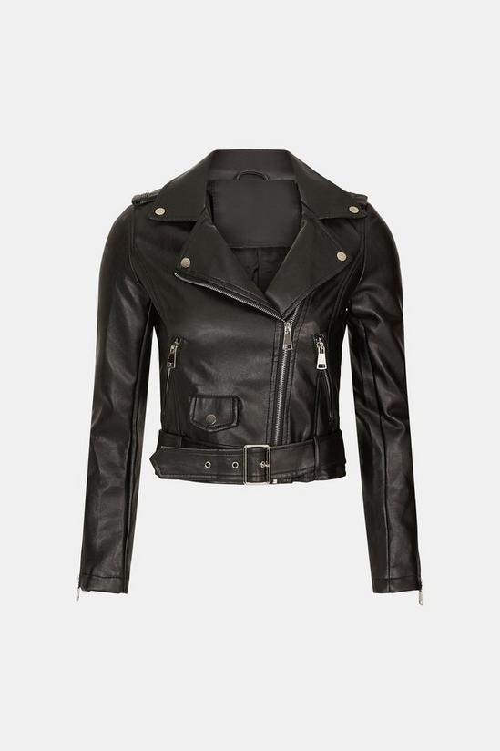 Warehouse Faux Leather Belted Biker 5