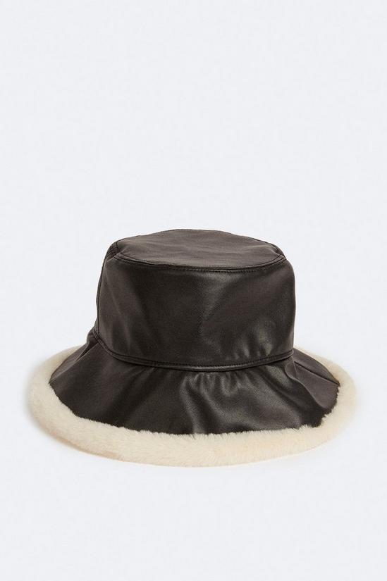 Warehouse Faux Leather Bucket Hat 1