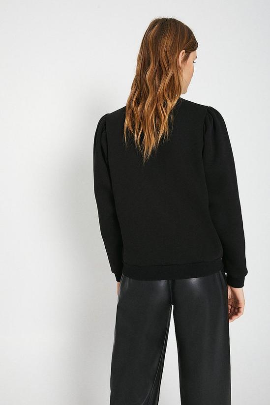 Warehouse Puff Sleeve Embroidered Sweat 3