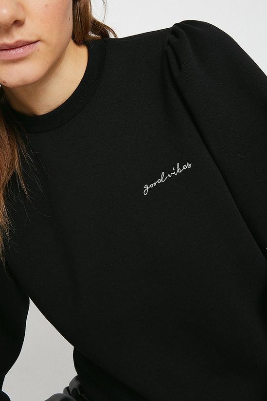 Warehouse Puff Sleeve Embroidered Sweat 4