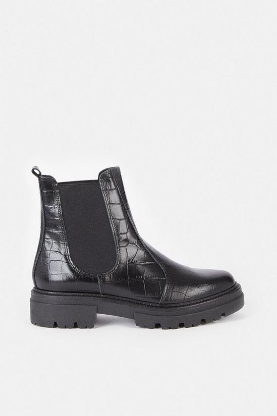 Warehouse Leather Seamed Chunky Croc Boot 1