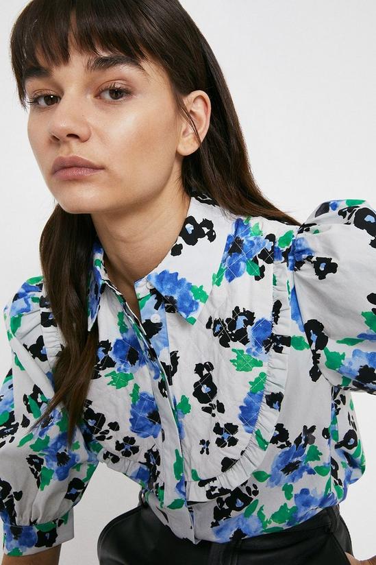 Warehouse Quilted Bib Floral Blouse 4