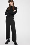 Warehouse Twill Wide Crop Trouser With Gold Button thumbnail 1