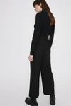 Warehouse Twill Wide Crop Trouser With Gold Button thumbnail 3