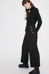 Warehouse Twill Wide Crop Trouser With Gold Button thumbnail 4