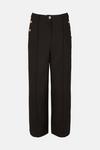 Warehouse Twill Wide Crop Trouser With Gold Button thumbnail 5