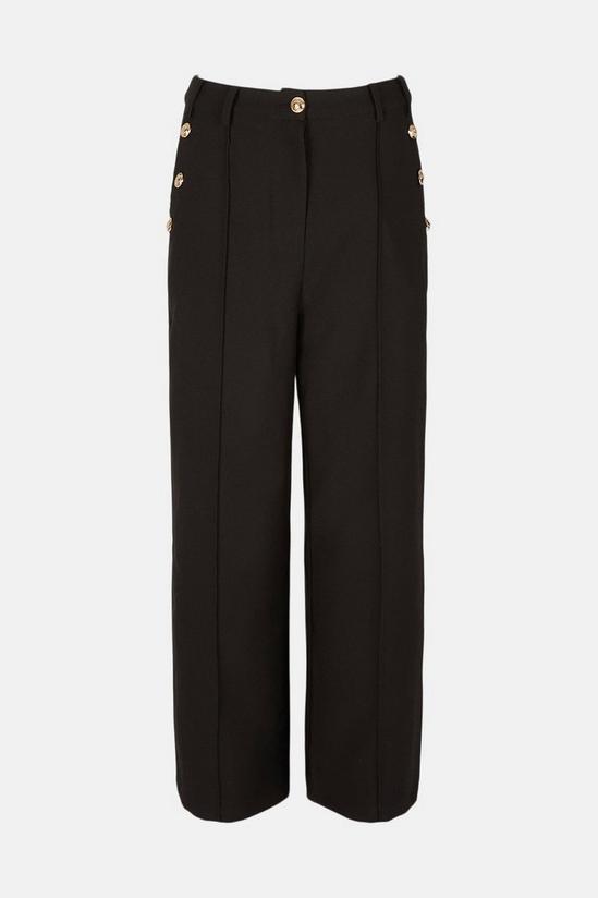 Warehouse Twill Wide Crop Trouser With Gold Button 5