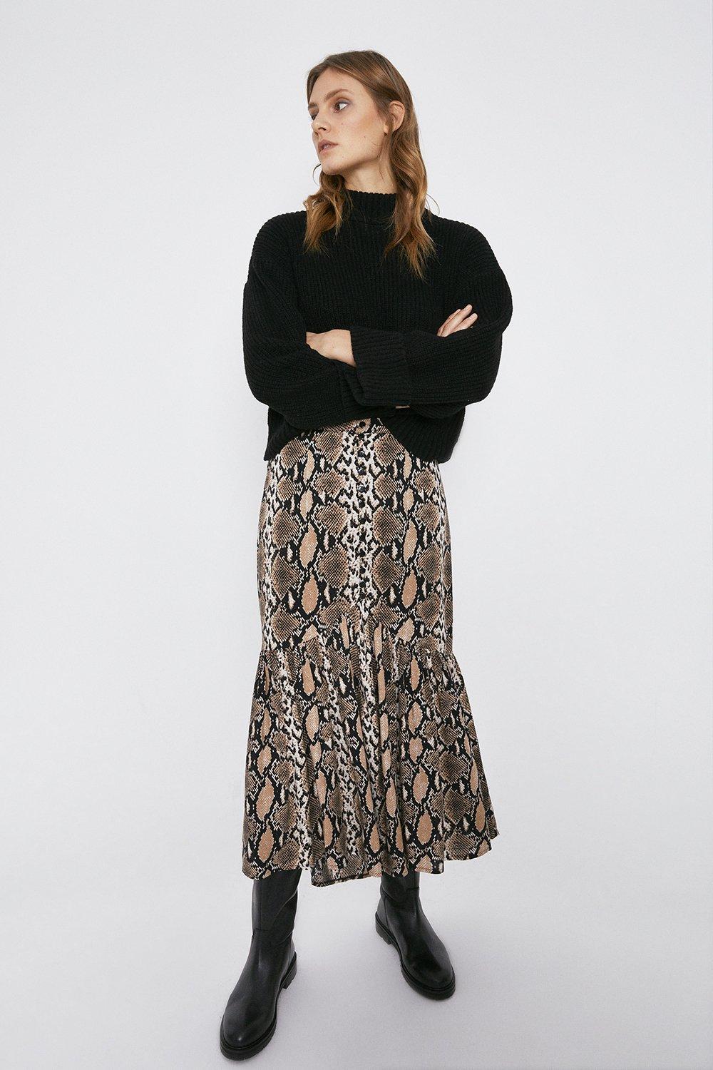 Animal print 2025 midi skirt warehouse