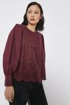 Warehouse Broderie Detail Long Sleeve Top thumbnail 2