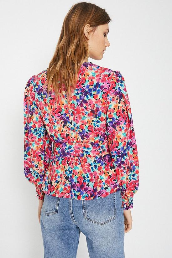 Warehouse Rainbow Floral Belted Wrap Top 3