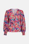 Warehouse Rainbow Floral Belted Wrap Top thumbnail 5