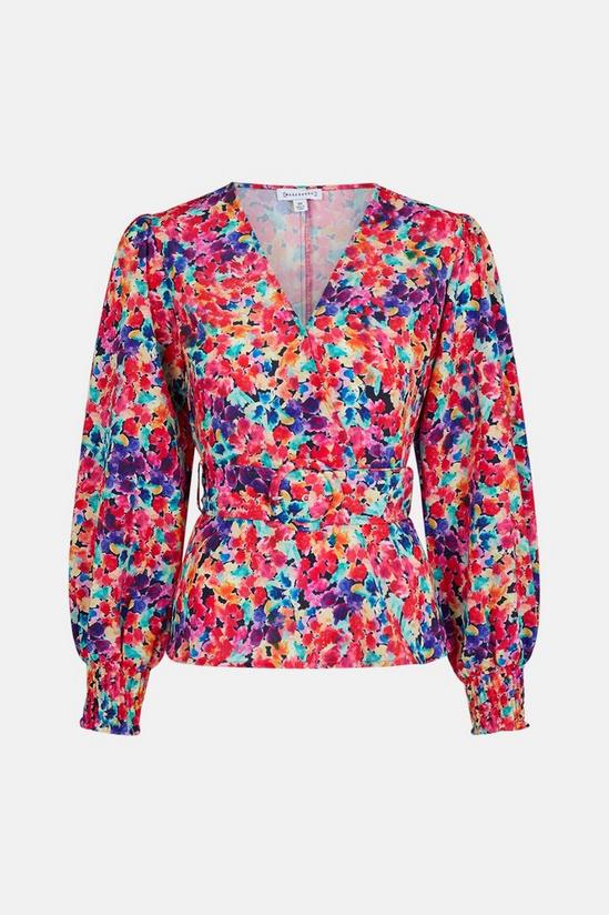 Warehouse Rainbow Floral Belted Wrap Top 5