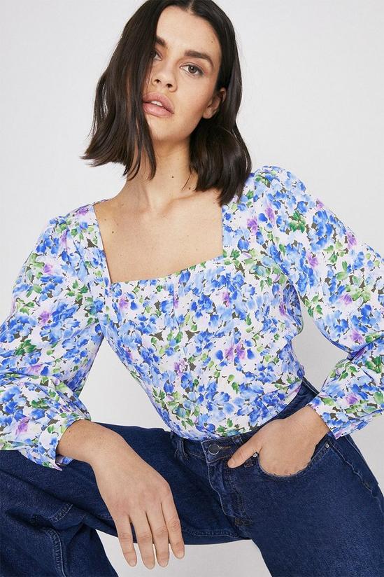 Warehouse Blurred Floral Square Neck Top 2