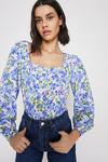 Warehouse Blurred Floral Square Neck Top thumbnail 4
