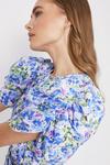Warehouse Blurred Floral Puff Sleeve Occasion Dress thumbnail 2