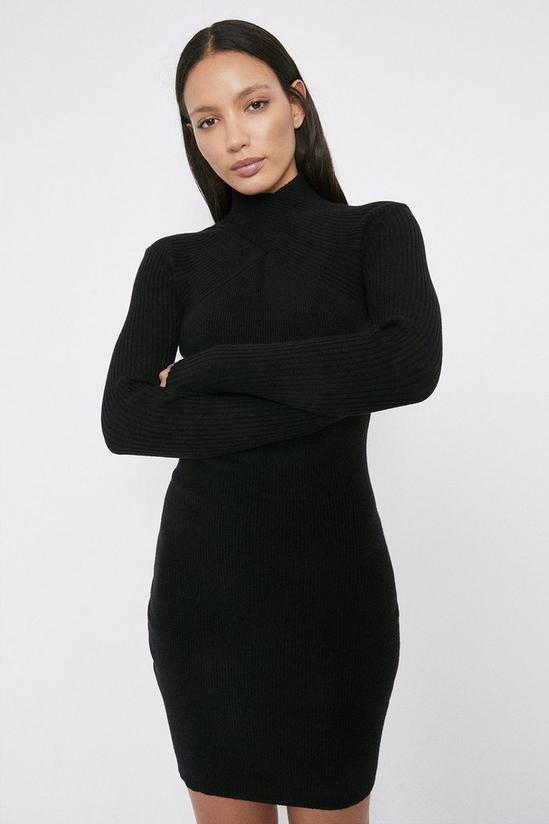 Warehouse Ribbed Crossover Neck Dress 2