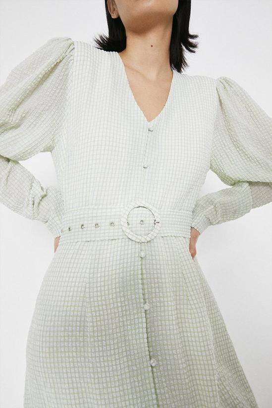 Warehouse Textured Gingham Belted Midi Dress 2