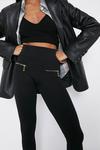 Warehouse Black Fleeced Leggings With Gold Front Zip Pockets thumbnail 2