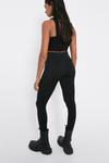 Warehouse Black Fleeced Leggings With Gold Front Zip Pockets thumbnail 3