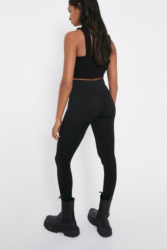 Warehouse Black Fleeced Leggings With Gold Front Zip Pockets 3