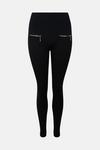 Warehouse Black Fleeced Leggings With Gold Front Zip Pockets thumbnail 4