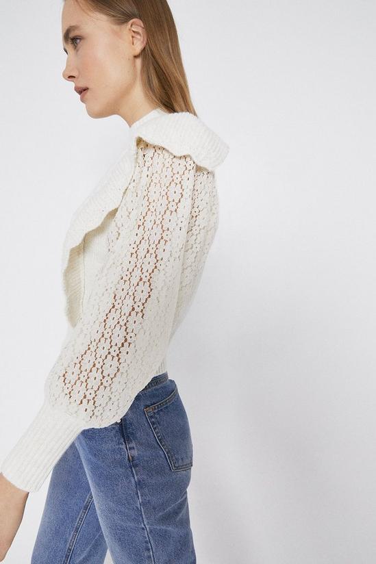 Warehouse Ruffle And Lace Cable Jumper 2