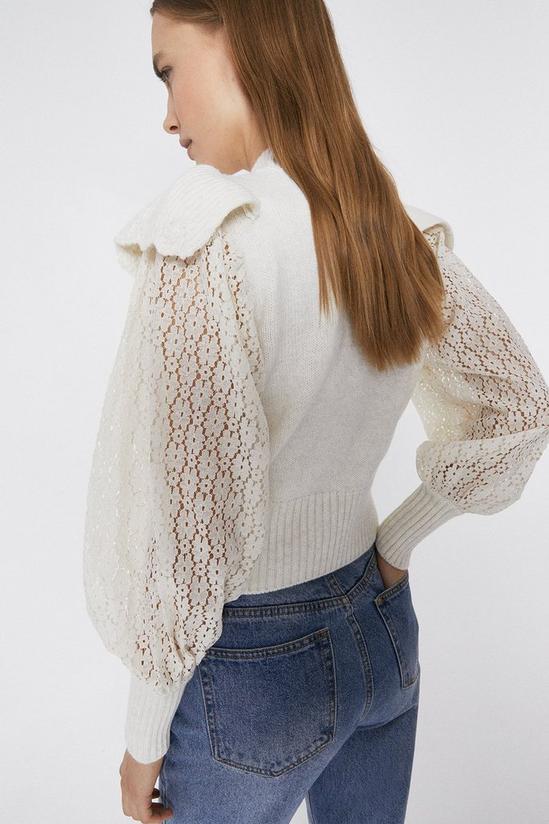 Warehouse Ruffle And Lace Cable Jumper 3