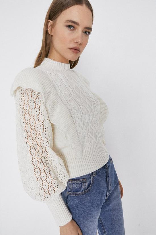 Warehouse Ruffle And Lace Cable Jumper 4