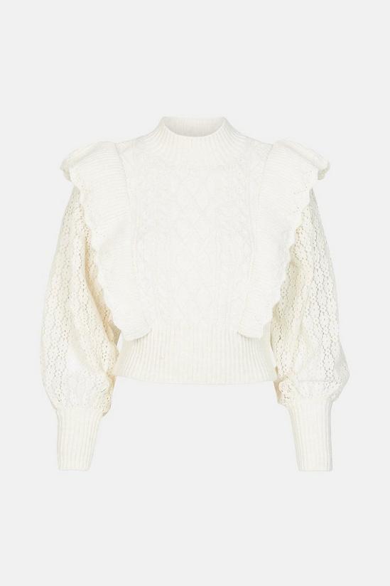 Warehouse Ruffle And Lace Cable Jumper 5