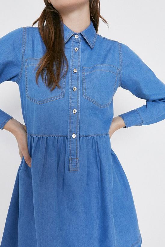 Warehouse Denim Full Skirt Mini Shirt Dress 2