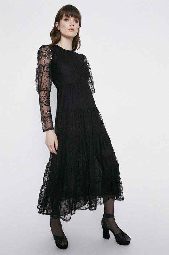 Warehouse Lace Tiered Midi Dress 1