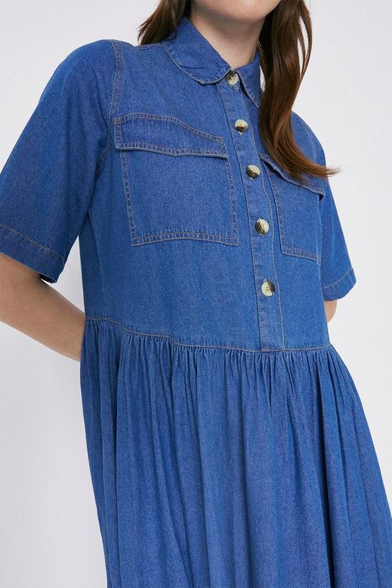 Warehouse Denim Full Skirt Midi Shirt Dress 2