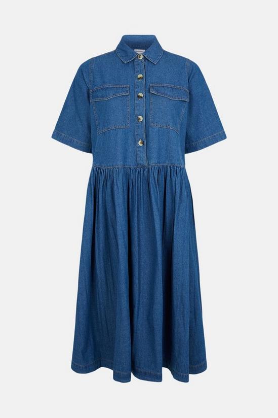 Warehouse Denim Full Skirt Midi Shirt Dress 4