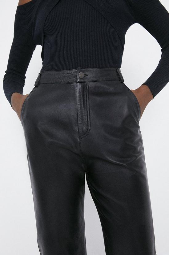 Warehouse Real Leather Straight Leg Trouser 2