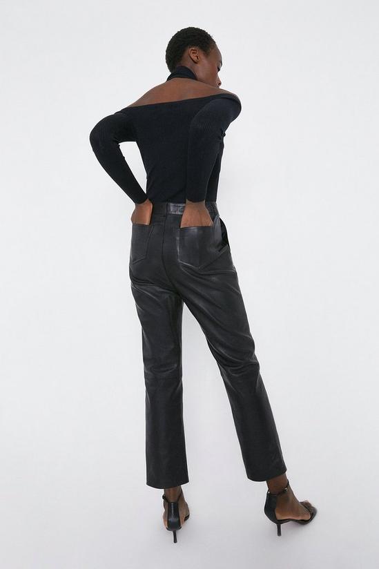 Warehouse Real Leather Straight Leg Trouser 3