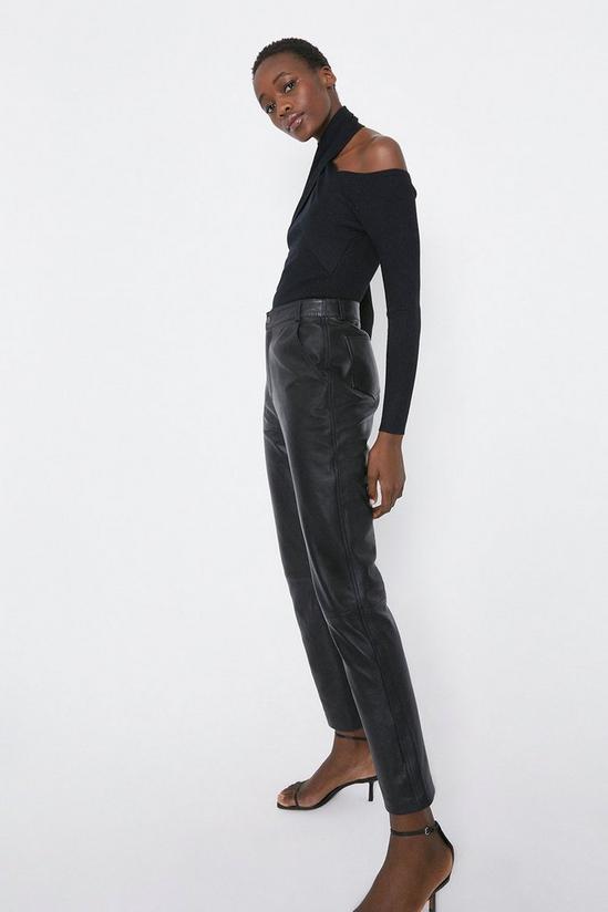 Warehouse Real Leather Straight Leg Trouser 4