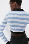 Warehouse Ribbed Stripe Cropped Polo Jumper thumbnail 3