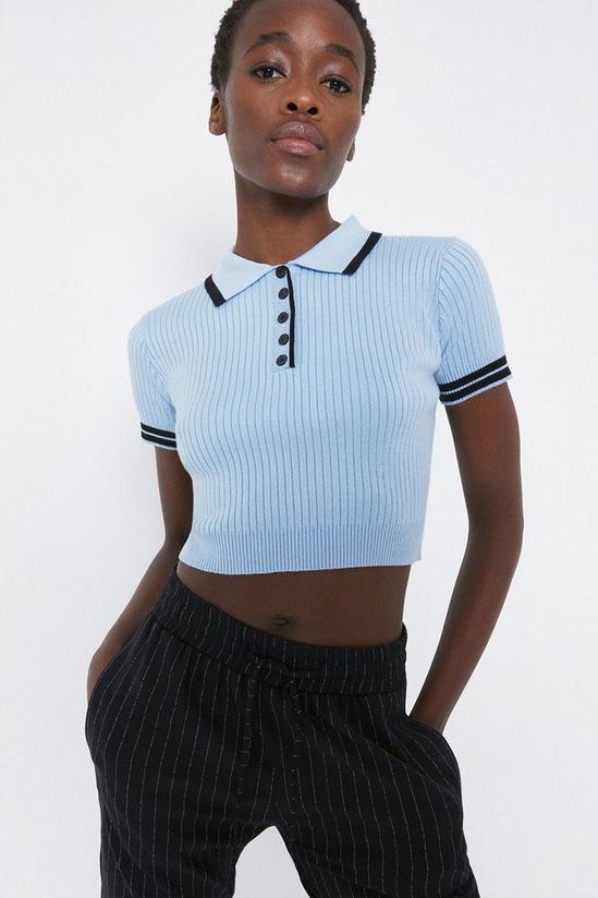 Warehouse Cropped Polo With Tipping Detail 1